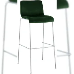 Décoshop26 - Barhocker x1 niedrige Rückenlehne 4 verchromte Metallbeine grüner Samtsitz 10_0005947