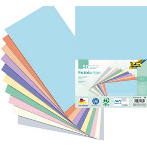 Folia Fotokarton 614/50 95 Pastell, A4, 10 Farben sortiert, 300g/m², 50 Blatt