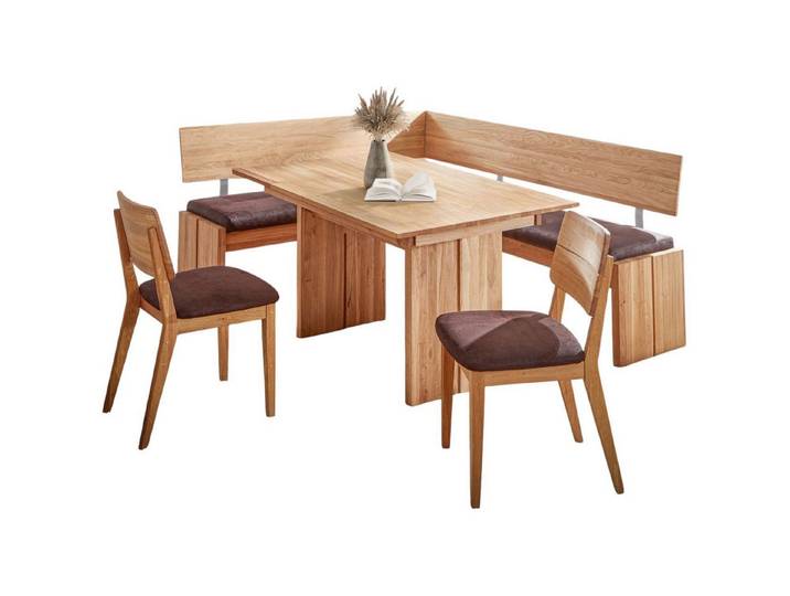 58 aufm Kessel Essgruppe Eckbankgruppe Modern Dani 1 für 7 Personen Massivholz Wildeiche/Braun, (inkl. Versand, Lieferung bis Verwendungsstelle), Sitzgruppe mit Eckbank, Wangentisch und 2 Stühlen hochwertig+langlebig