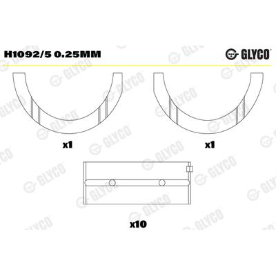 GLYCO Kurbelwellenlager h10925025mm für Fiat