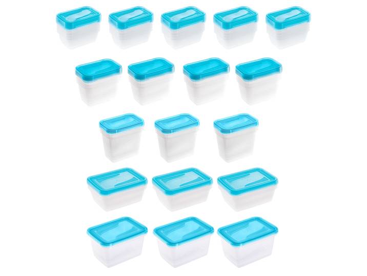 Frischhaltedose KEEEPER Fredo Fresh (Set,17-tlg.), rechteckig, 500-2000 ml , blau (blau, transparent), B:15,5cm H:20,5cm L:10,5cm, Kunststoff, Lebensmittelaufbewahrungsbehälter, Frischhaltedose, lebensmittelecht, spülmaschinengeeignet, gefriergeeignet