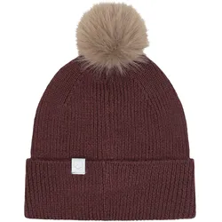 Colorkids Winter-Strickmütze mit Bommel Fake Fur, dunkelrot, 50