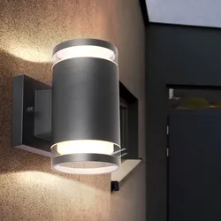 Außen Wand Spot Lampe Up Down Leuchte Aluminium Glas Anthrazit Hof Beleuchtung