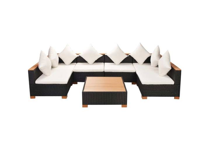 vidaXL Ensemble salon de jardin 21 pièces poly rotin WPC noir