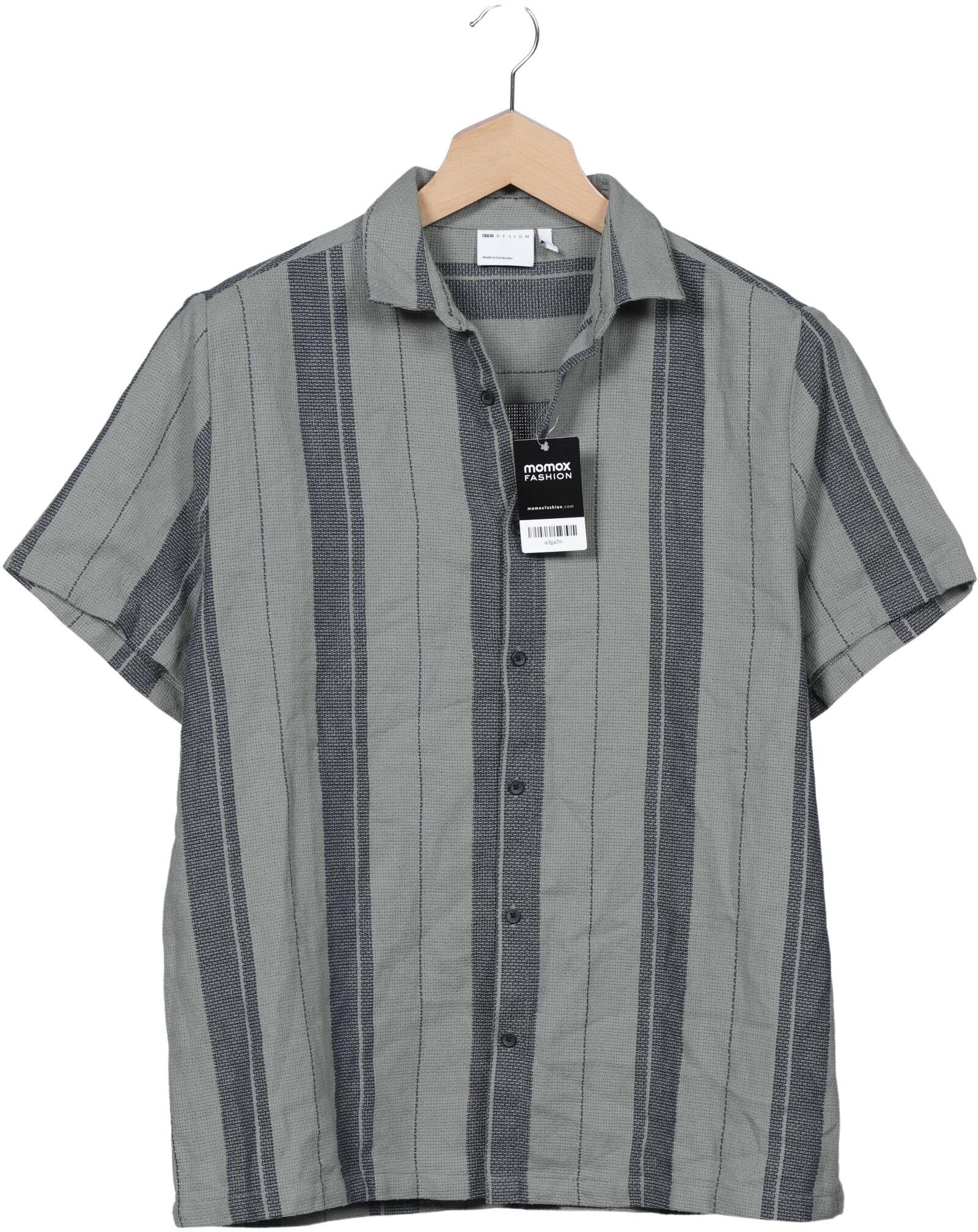 asos Herren Hemd, Grau, Gr. 44, Baumwolle / Synthetik - Second Hand