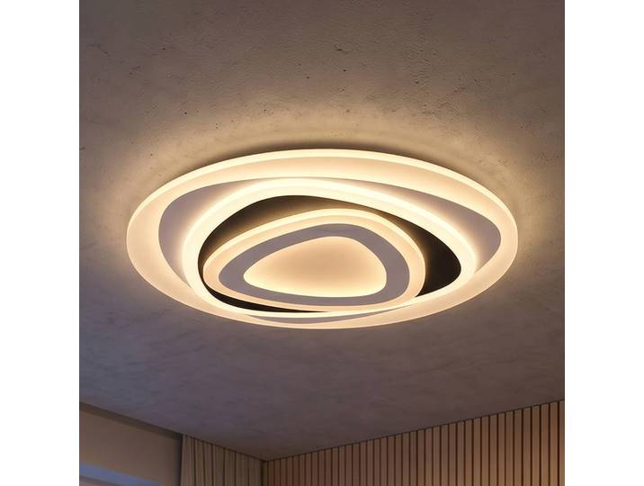 Reality Leuchten Deckenlampe Zilo, dimmbar, weiß / opal, für Wohn- / Esszimmer, Metall, Modern, Deckenlampe