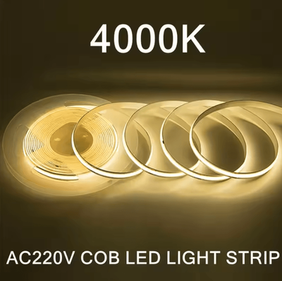 Inspire Curations 1M 5M 220V COB LED Strip Light High Bright Warm White 4000k natural White ac 220v 1m