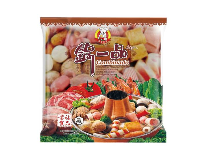 Meng Fu Boulettes pour fondue (boulettes de poisson de Fuzhou, boulettes de riz gluant fourrées, bâtonnets de seiche, boulettes de bœuf) 500 g