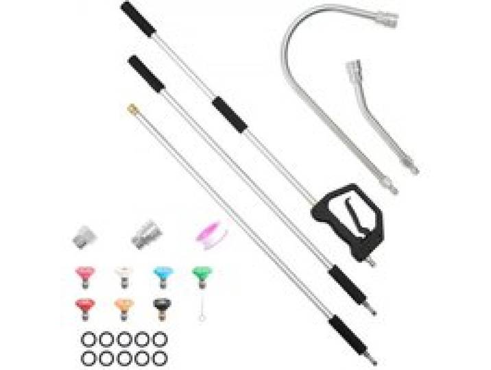 VEVOR Lance Télescopique pour Nettoyeur Haute Pression 2,775 m Baguette de Pulvérisation Télescopique 3 Sections pour Nettoyage de Gouttières en Hauteur, avec Rallonges, 7 Buses, Adaptateur, 275 bar