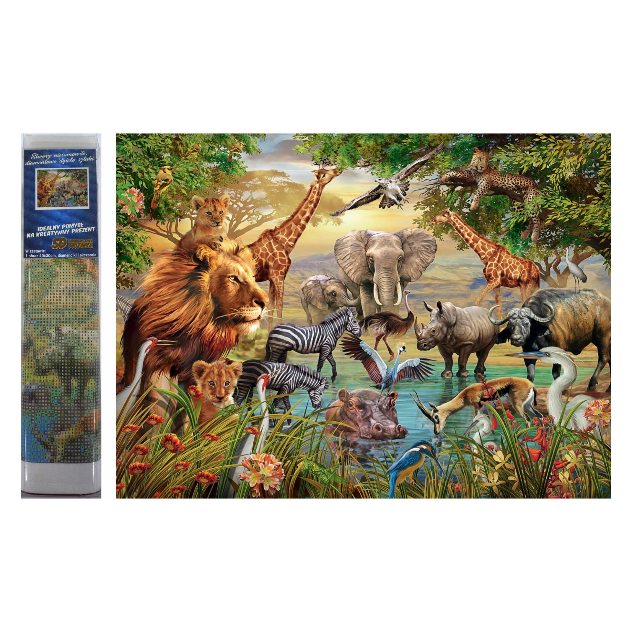 Norimpex Diamond Gemälde Safari am Fluss 30x40cm (1007431)
