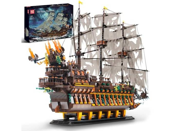 Mould King 13197 Piratenschiff Bausteine, 4364 Teiles Groß Kreatives Piratenschiff des Holländers Modell, Modellbausatz Klemmbausteine Geschenke für Kinder ab 14 Jahren/Erwachsene