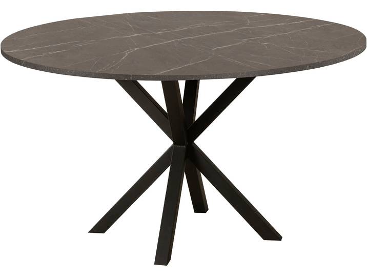 Esstisch OMG DESIGN Kent , grau (pedra, schwarz, pedra), B:120cm H:77cm T:120cm, Tische, Esstisch, Hochwertige Melamin-Tischplatte mit Metallgestell