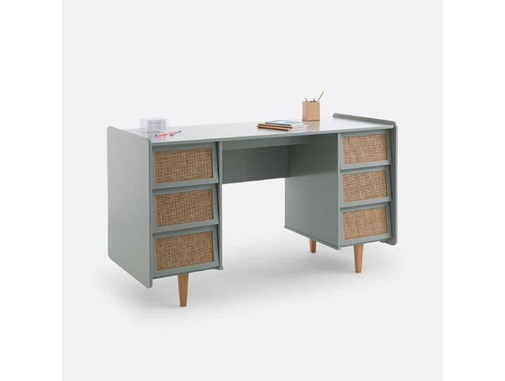 LA REDOUTE Bureau double caisson 6 tiroirs, Kaya Vert Kaki Clair