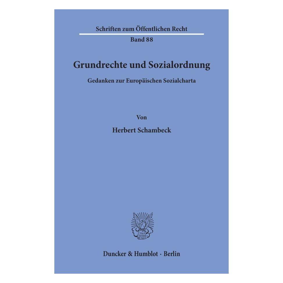Duncker & Humblot Grundrechte und Sozialordnung. (Deutsch, Softcover, Herbert Schambeck) (7253513)