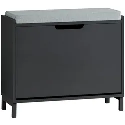 SoBuy Schuhbank mit 1 Tür Schwarz 60x24x51cm Industriell