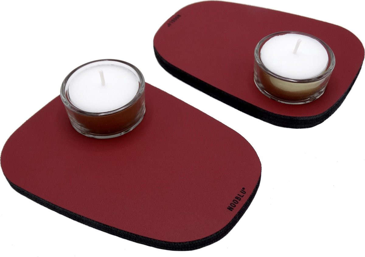 NOOBLU PEBL waxinelichthouder - Ruby red - set van 2