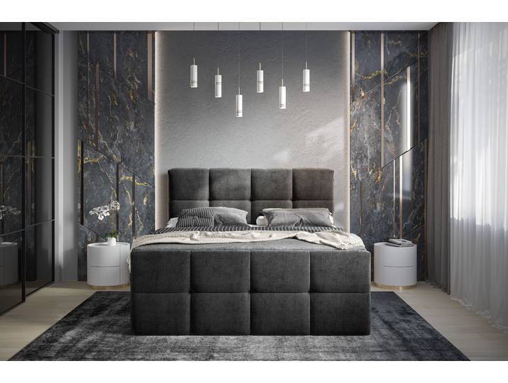 Boxbett Robanna 140 x 200cm Microfaser Valeria Grau/Anthrazit Freiform