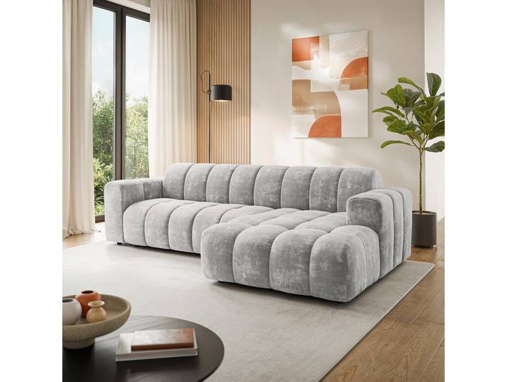 Masseno Ecksofa SETIA, Sofa L-Form, Moderne Eckcouch für Wohnzimmer - Hellgrau, LUMO 65