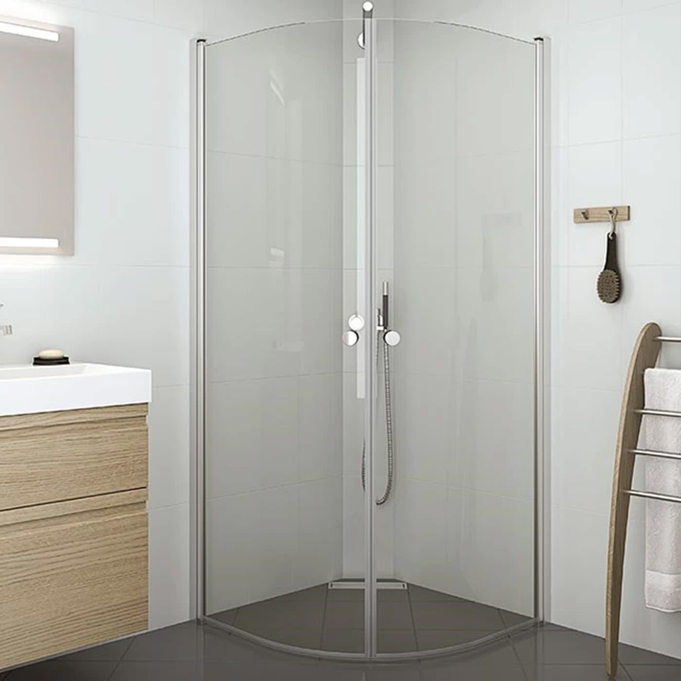 Dansani Match halbrunde Drehtür 82 x 200 cm mit Klarglas
