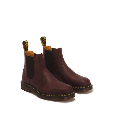 Chelseaboots DR. MARTENS, Herren, Gr. 45, braun (dunkelrot), Leder, used, Schuhe Chelseaboots, Blockabsatz, Stiefelette mit Stretcheinsätzen