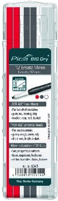 Pica Minenset 12 tlg. weiß/rotf. Zimmermannsbleistift BIG Dry 6045)