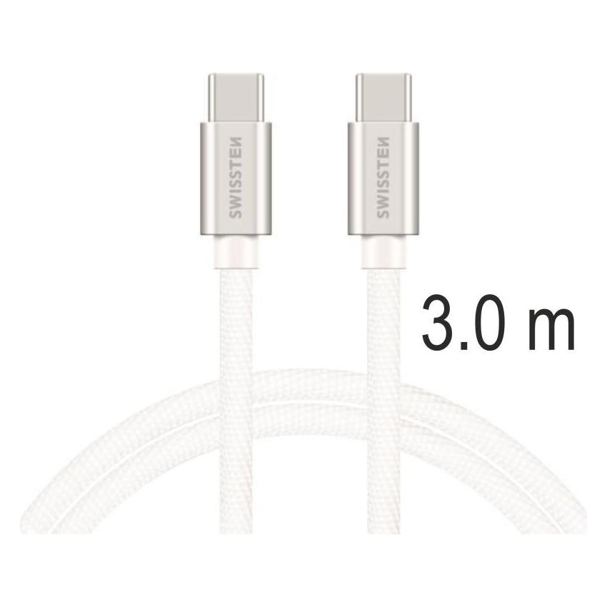 Swissten Textile Universal Quick Charge 3.1 USB-C / USB-C Data and Charging Cable 3m silver (3 m) (71527211)