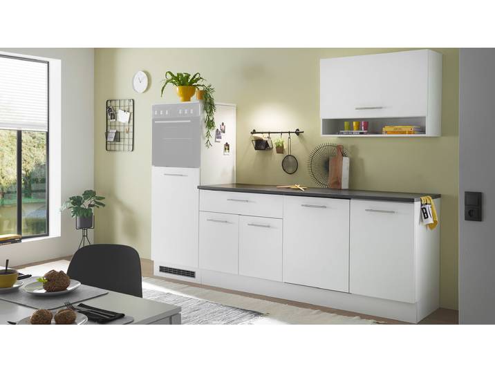 Küchenzeile - weiß matt - 260 cm - ohne Elektrogeräte - EDDY