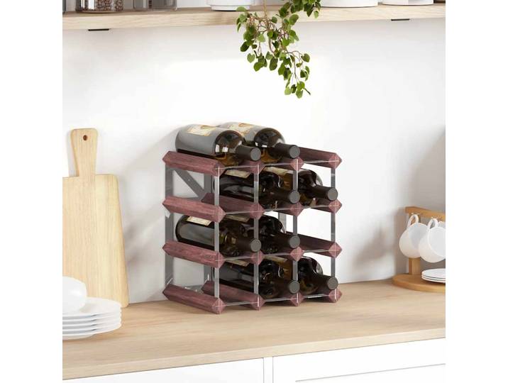 vidaXL Weinregal für 12 Flaschen Braun Massivholz Kiefer