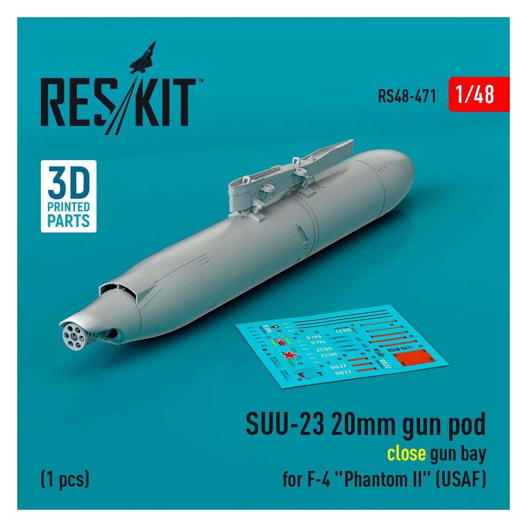 ResKit SUU-23 20mm gun pod (close gun bay) for F-4 Phantom II (USAF) (1 pcs) (3D Printed) (RS48-0471)