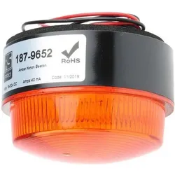RS PRO, Personenschutz, Xenon Blitz Signalleuchte Orange, 18 30 V dc, Ø 76mm x 50mm