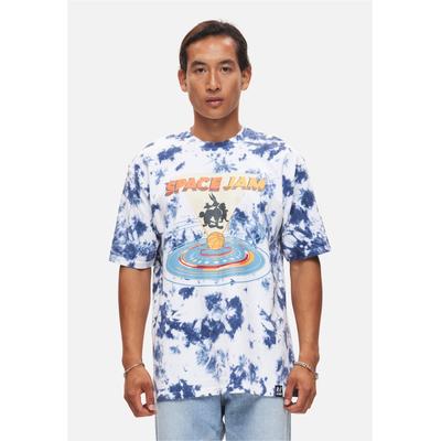 T-Shirt RECOVERED "Space Jam New Legacy", Herren, Gr. L, blau (blau, weiß), 100% Baumwolle, bedruckt, lang, Rundhals, Shirts T-Shirt, mit coolem Space Jam-Print
