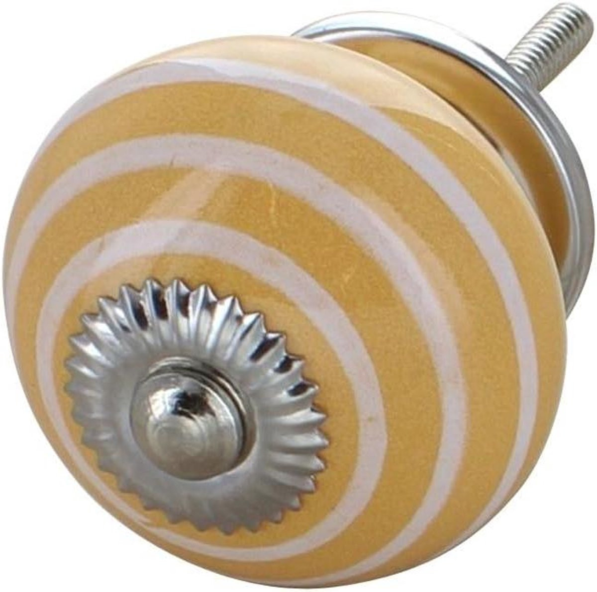 Geel Keramische Deurknoppen met Roestbestendig Metaal - 40mm Diameter