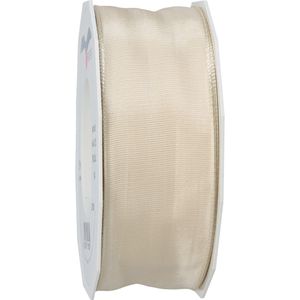Präsent Geschenkband Lyon, champagner, Seidenband mit Drahtkante, 40mm x 25m, matt