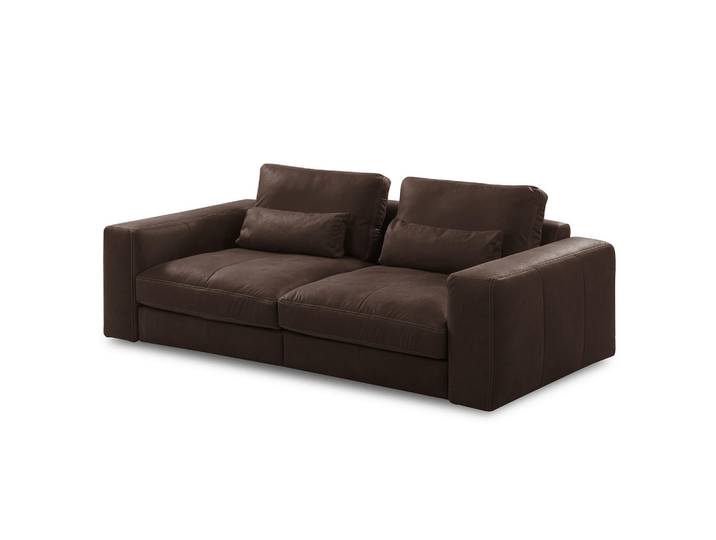 Livetastic 2-Sitzer-Sofa, Dunkelbraun, Kunststoff, Echtleder, Anilinleder, 240x85x123 cm, Lederauswahl, Rücken echt, Wohnzimmer, Sofas & Couches, Sofas, Ledersofas