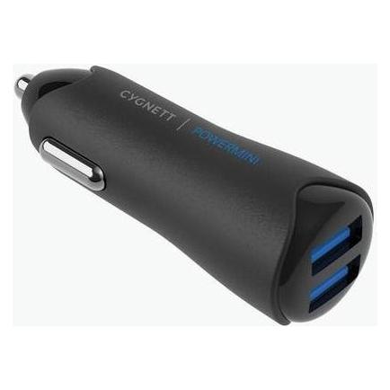 Cygnett PowerMini 4.8A Dual USB car Charger - Black (CY2002PAPM4)