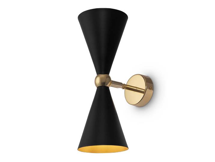 Wandleuchte Vesper 18 x 32 x 32cm Schwarz/Gold Mischmetall E14