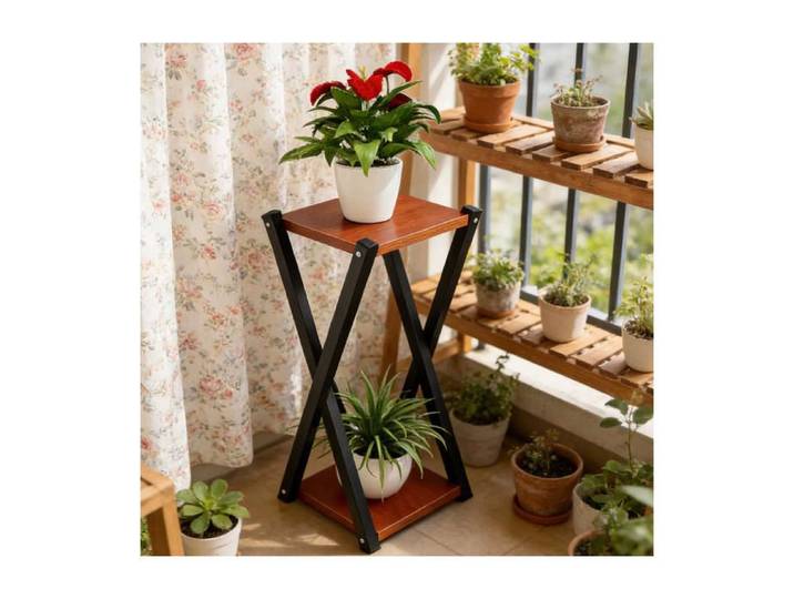 Support Plante Bois 60 cm – Étagère à Fleurs Intérieur Extérieur – Porte Plante Design Moderne pour Salon Balcon