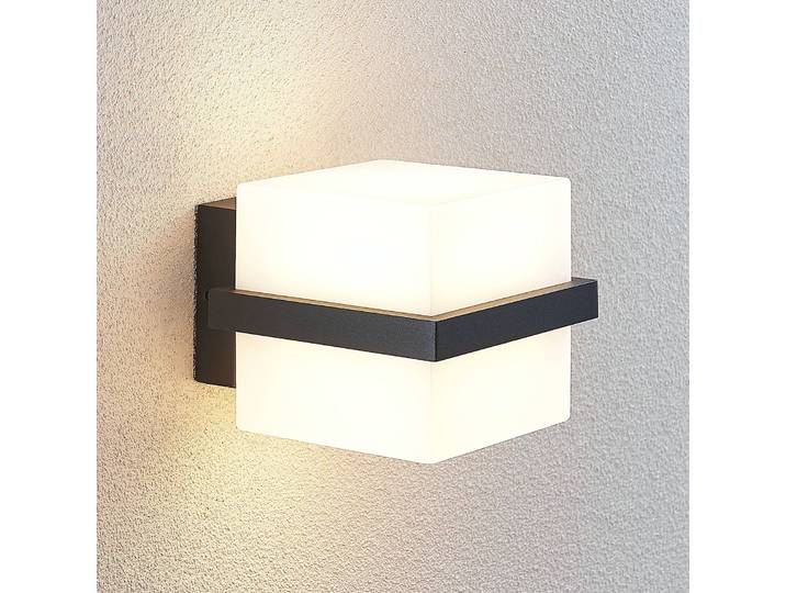 LED Außenwandleuchte Auron Lindby, schwarz, Kunststoff, Modern