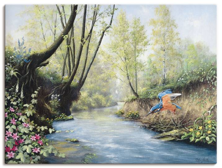 Leinwandbild ARTLAND Eisvogel III , grün (farbe bild(er): grün), B:120cm H:90cm, Bilder, Leinwandbild, auf Holzrahmen gespannt