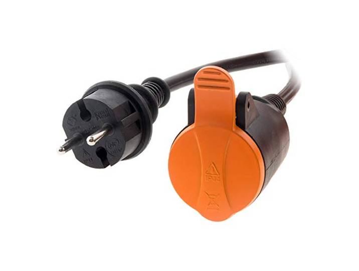 Zenitech Rallonge étanche 2P H05VV F 2X 1\,5mm² 10m avec Clip de Fixation Orange