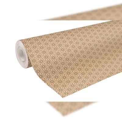 Clairefontaine Geschenkpapierrolle Kraft 70g 50x0,70m, Weihnachten, goldene Rauten - Gold 223803C