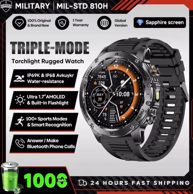 Inspire Curations 1.7 AMOLED GPS Smartwatch With Bluetooth Call, NFC & 1000mAh Battery black
