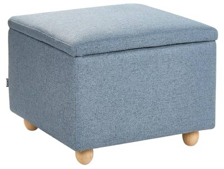 Beliani Pouf Hocker mit Stauraum Stoffbezug blau quadratisch 60x60 cm Polsterhocker 46 cm hoch Ferndale
