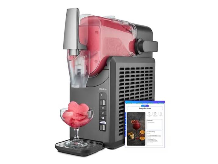 MEDION Machine à granité (boissons glacées\, capacité 2\,6 L\, réservoir 1\,9 L\, slush machine pour boissons\, 5 modes de boisson\, machine a glace\, préparation en 30–60 min\, compresseur\, MD12090)