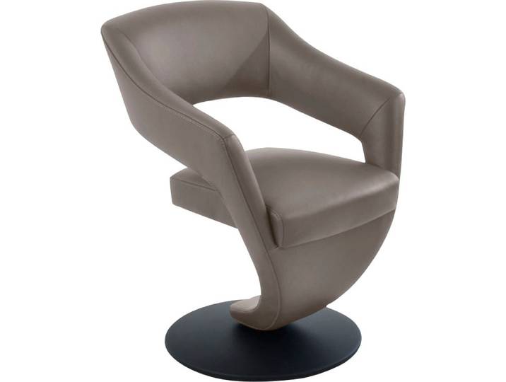 Drehstuhl K+W KOMFORT & WOHNEN Kansas , grau (stahl 85), B:62cm H:87cm T:64cm, Stühle, Drehstuhl, Design Leder-Drehsessel mit hohem Sitzkomfort, Drehteller in schwarz