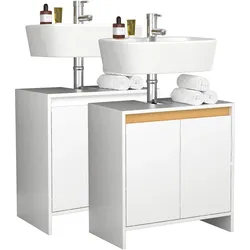 VCM, Waschbeckenunterschrank, Holz Badunterschrank Malira Drehtüren (58 x 33 x 60 cm)