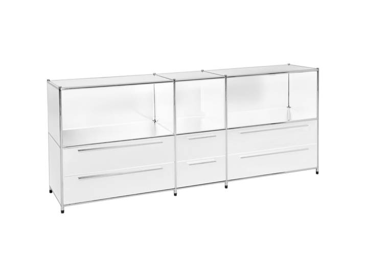 Sideboard Cubo Weiss, Silber Metall B 191 H 80 cm - Möbel Konfigurator: Traummöbel individuell zusammenstellen