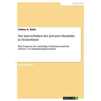 Das Sparverhalten der privaten Haushalte in Deutschland, Taschenbuch von Tobias A. Gohr, GRIN, 978-3-640-30243-7
