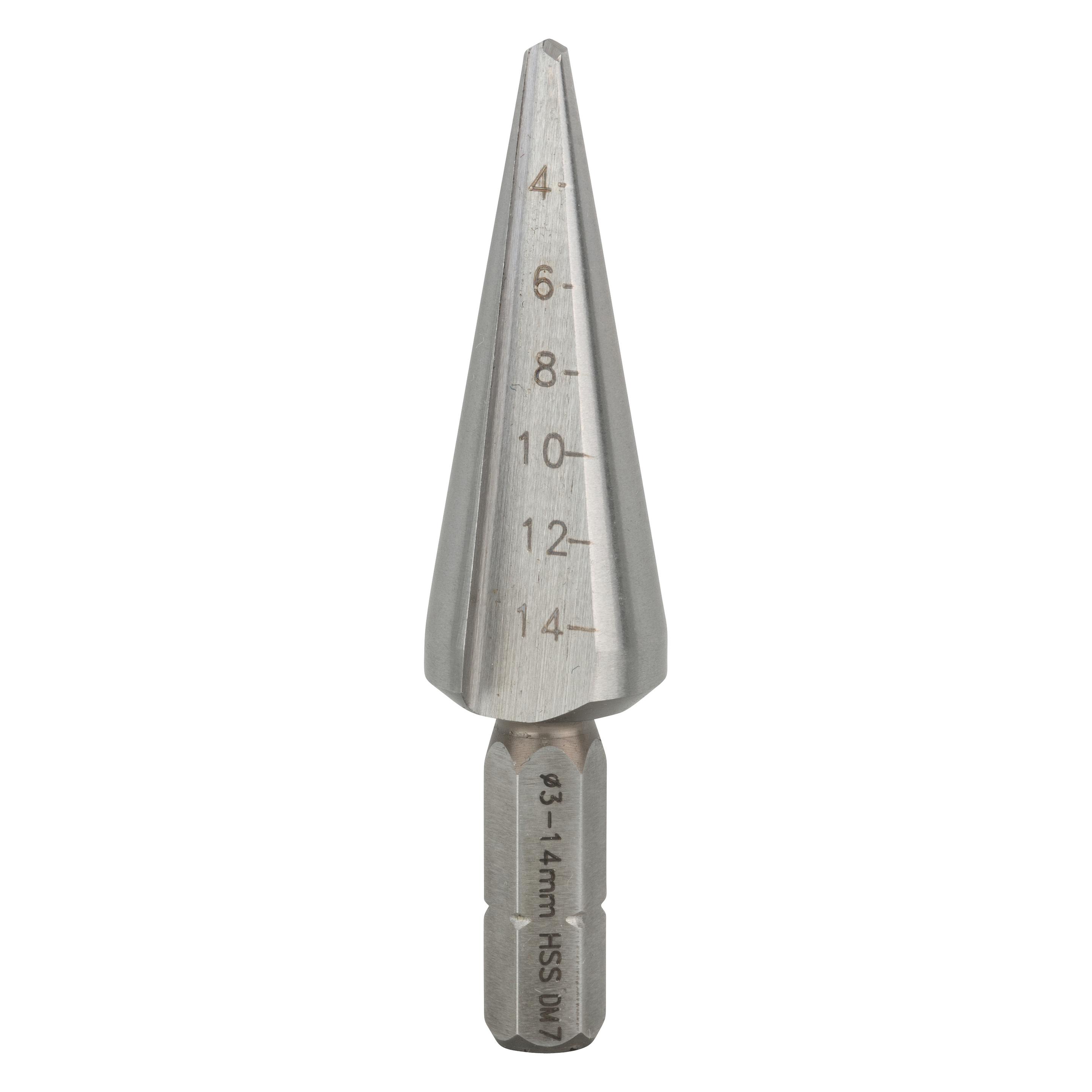 Bosch Professional Zubehör Blechschälbohrer HSS, Sechskantschaft, 3 - 14 mm, 60 mm, 1/4-Zoll (2608597522)