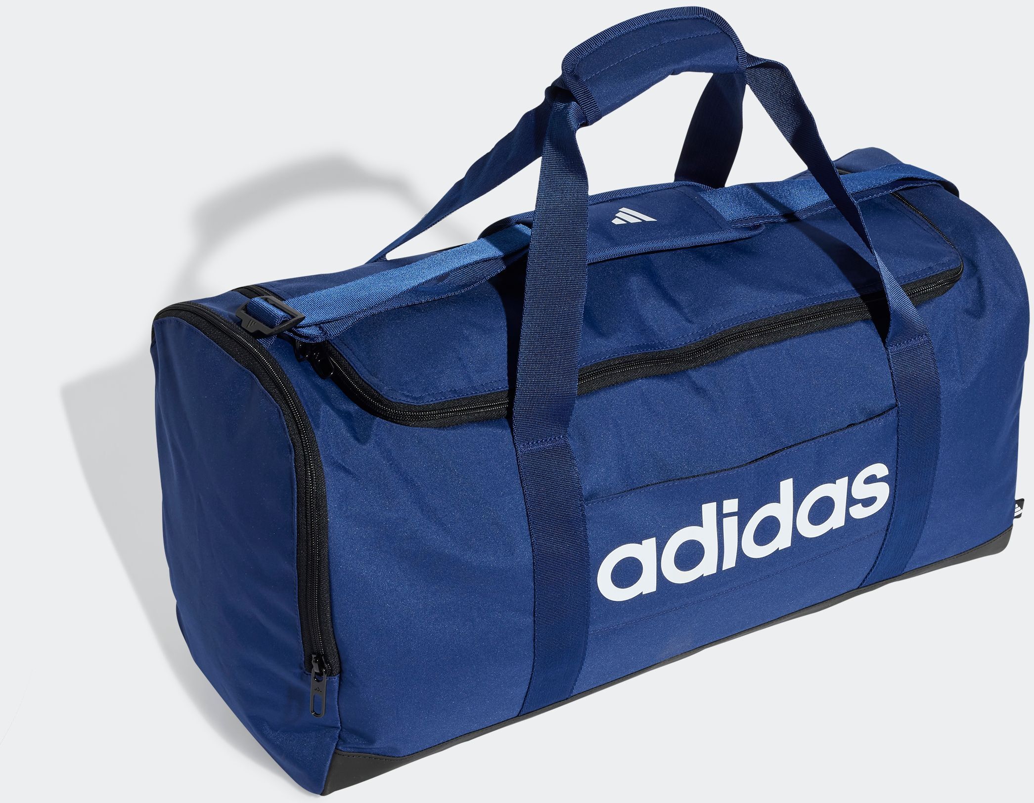 Sporttasche ADIDAS PERFORMANCE "LINEAR DUFFELBAG M", Damen, blau (dunkelblau, weiß), Obermaterial: 100% Polyester, Taschen Sporttasche dunkelblau, weiß Einheitsgröße